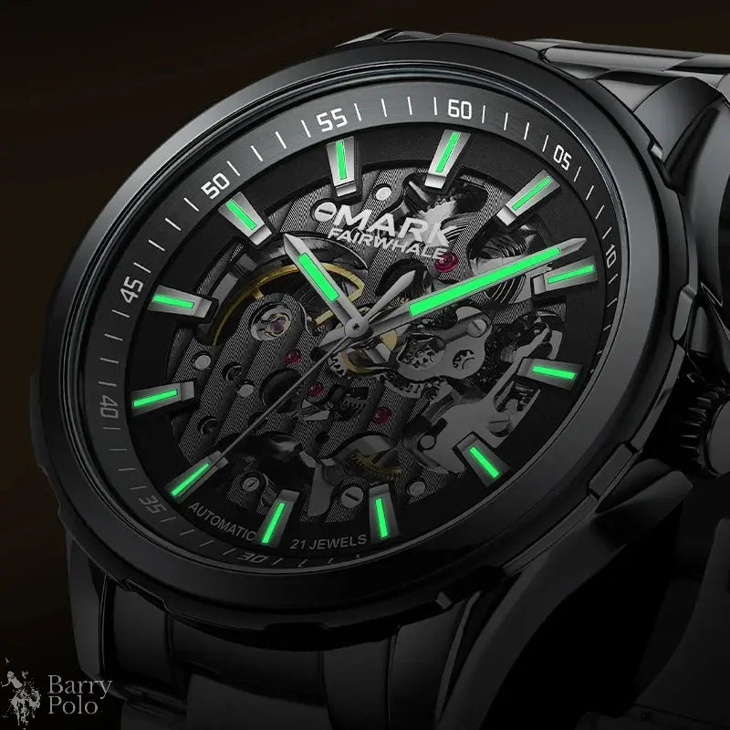 MARK FAIRWHALE 6950 Male Clock Automatic Movement Luminous Waterproof Stainless Steel Business Mechanical Watches for Man