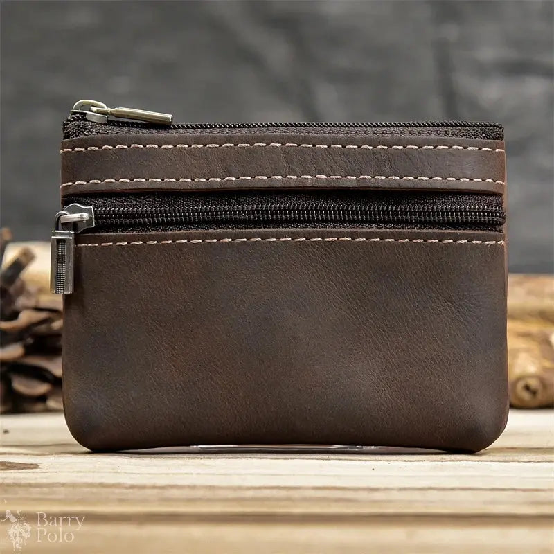 Little Coin Purse Genuine Leather Real Cowhide Men's Leather Short Wallet Mini Purse Men Women Key Wallet Card Zip With Key Ring