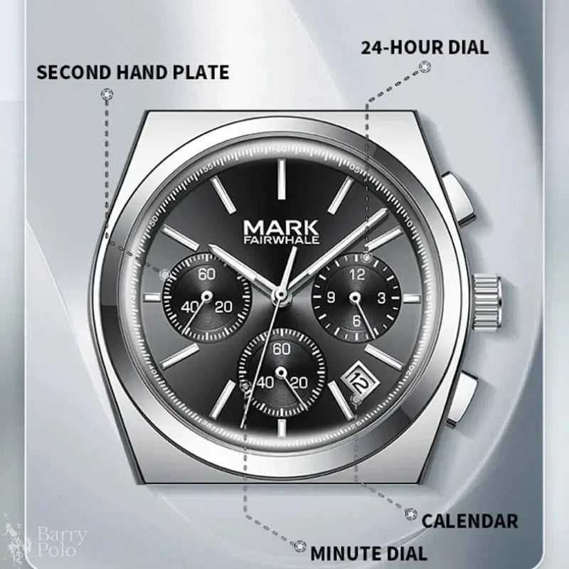 MARK FAIRWHALE 5170 Business Luxury Men Watch Multifunction Chronograph Calendar Quartz Wristwatches Waterproof Watches for Man