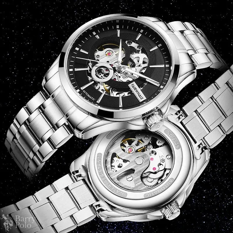 Mark Fairwhale 6140 Fashion Men's Watches Hollow Out Waterproof Stainless Steel Luminous Business Mechanical Watch For Men