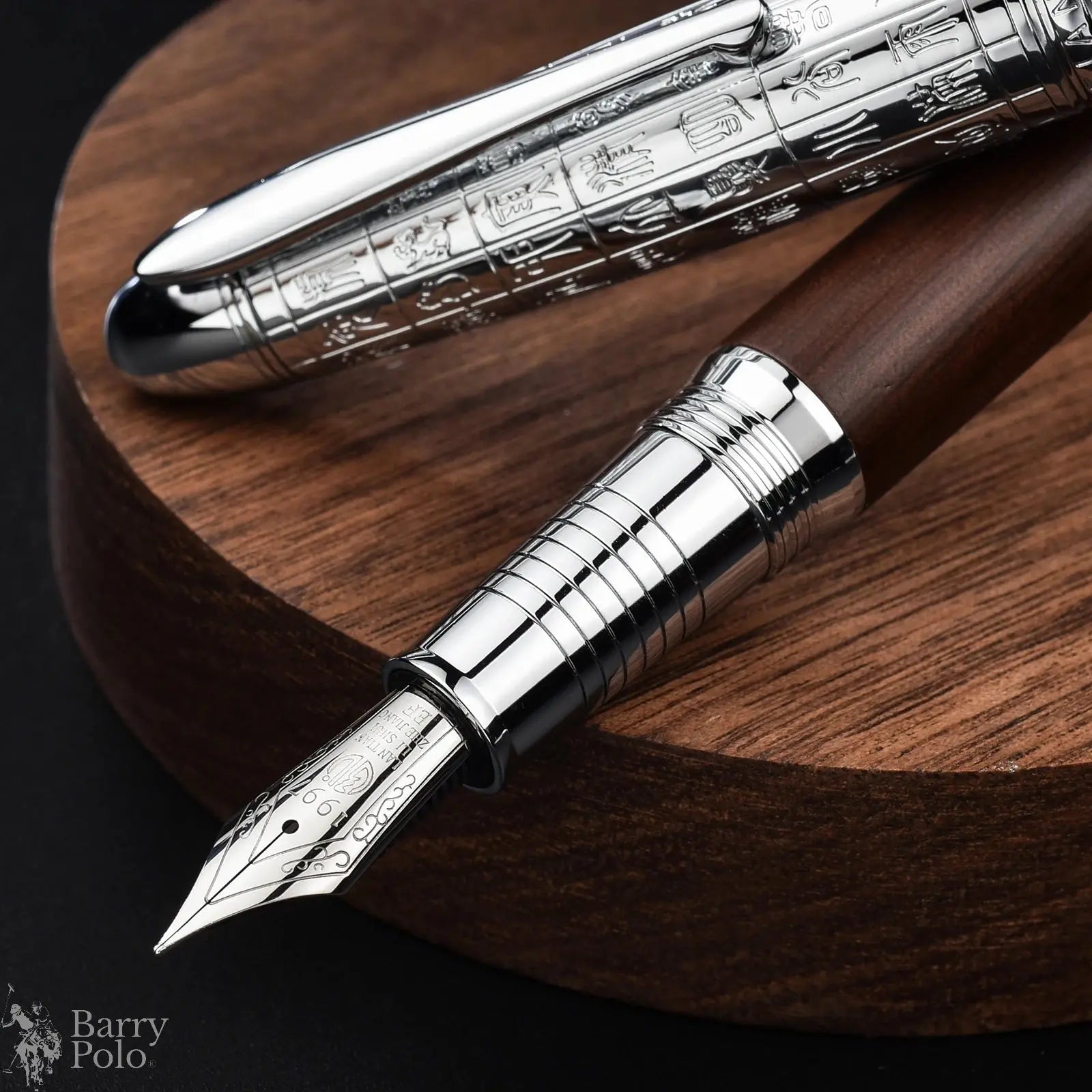 Retro Hongdian 6016 Natural Wood Fountain Pen Beautiful Oracle Cap EF/F Nib Brown Wooden Office Business Writing Ink Gift Pen