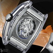Mark Fairwhale 6990 Men Automatic Watch  Acrylic Case Luminous Skeleton Dragon Dial Tonneau Mechanical Wristwatch