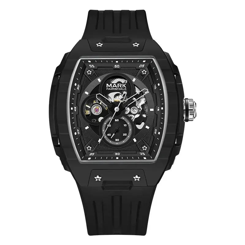 Mark Fairwhale 6003 Men's Mechanical Watches Automatic Tonneau Dial Luminous Waterproof Rubber Strap Men Watches