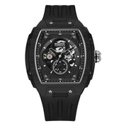 Mark Fairwhale 6003 Men's Mechanical Watches Automatic Tonneau Dial Luminous Waterproof Rubber Strap Men Watches