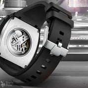 Mark Fairwhale 6003 Men's Mechanical Watches Automatic Tonneau Dial Luminous Waterproof Rubber Strap Men Watches