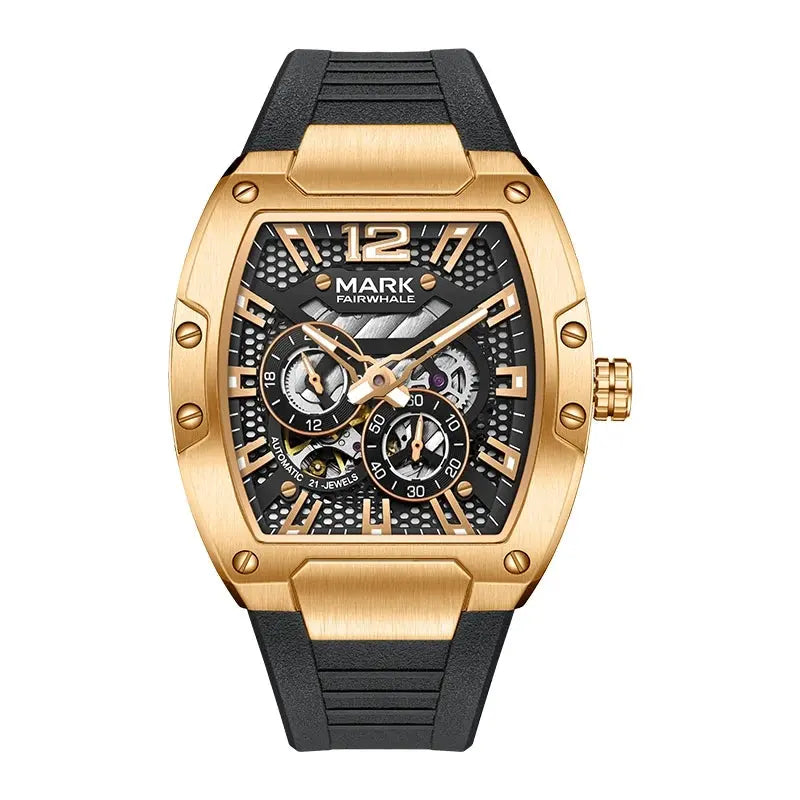 Mark Fairwhale Automatic Movement Men Watches Fashion Casual Sport Rubber Band Waterproof Mechanical Watch