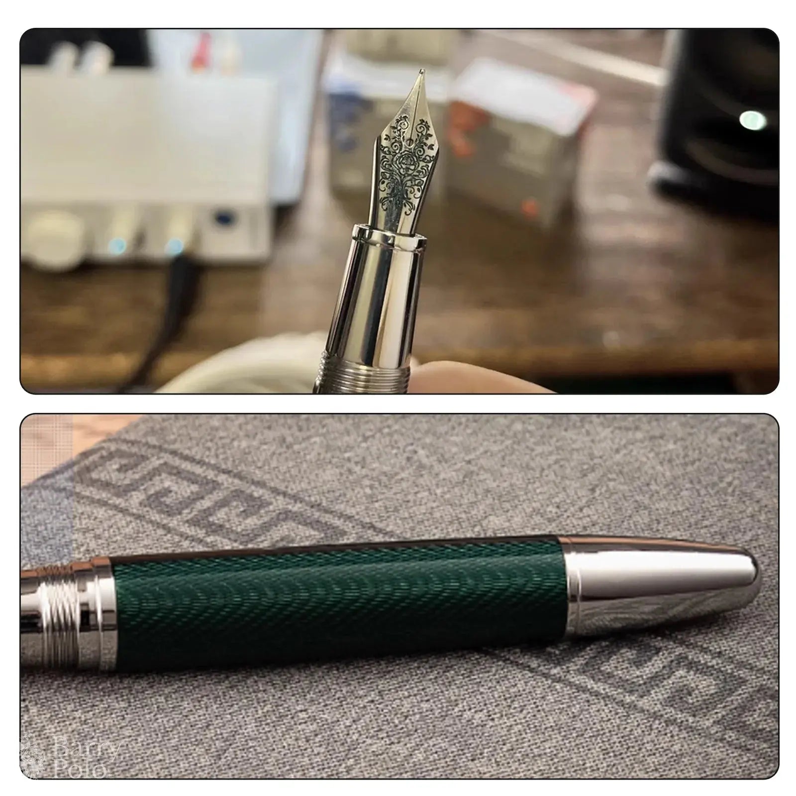 BooKer.Cr Fountain Pen Premium F-Tip Elegant Dark Green Gift Pen Smooth Writing Ideal for Graduation Gift