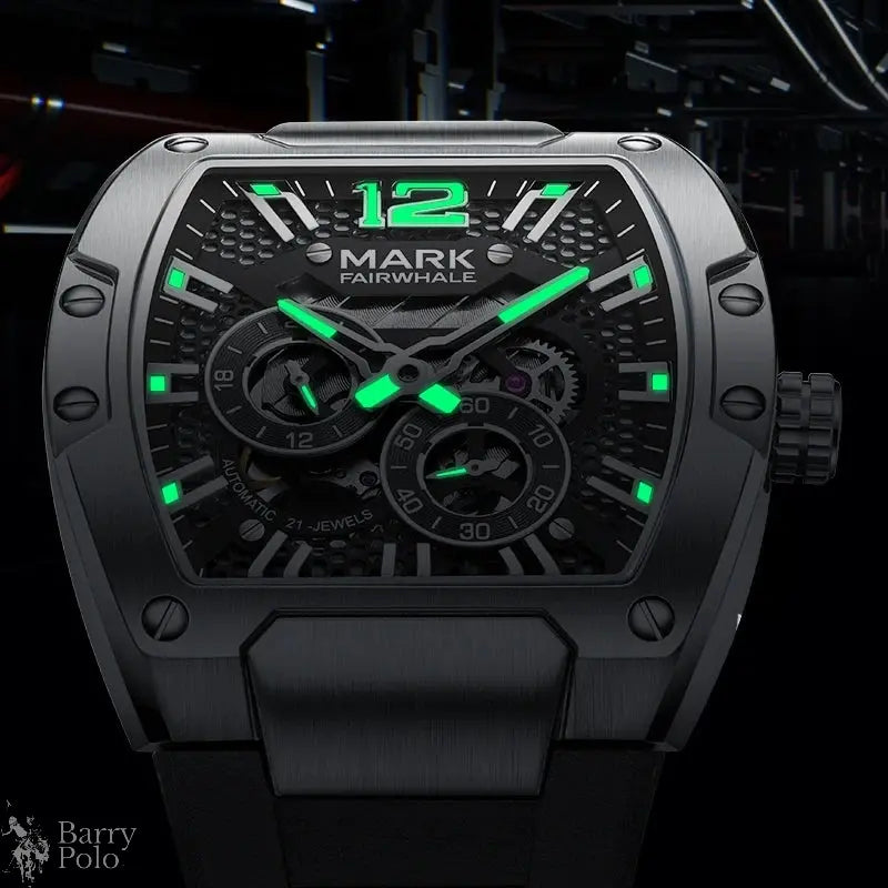 Mark Fairwhale Automatic Movement Men Watches Fashion Casual Sport Rubber Band Waterproof Mechanical Watch