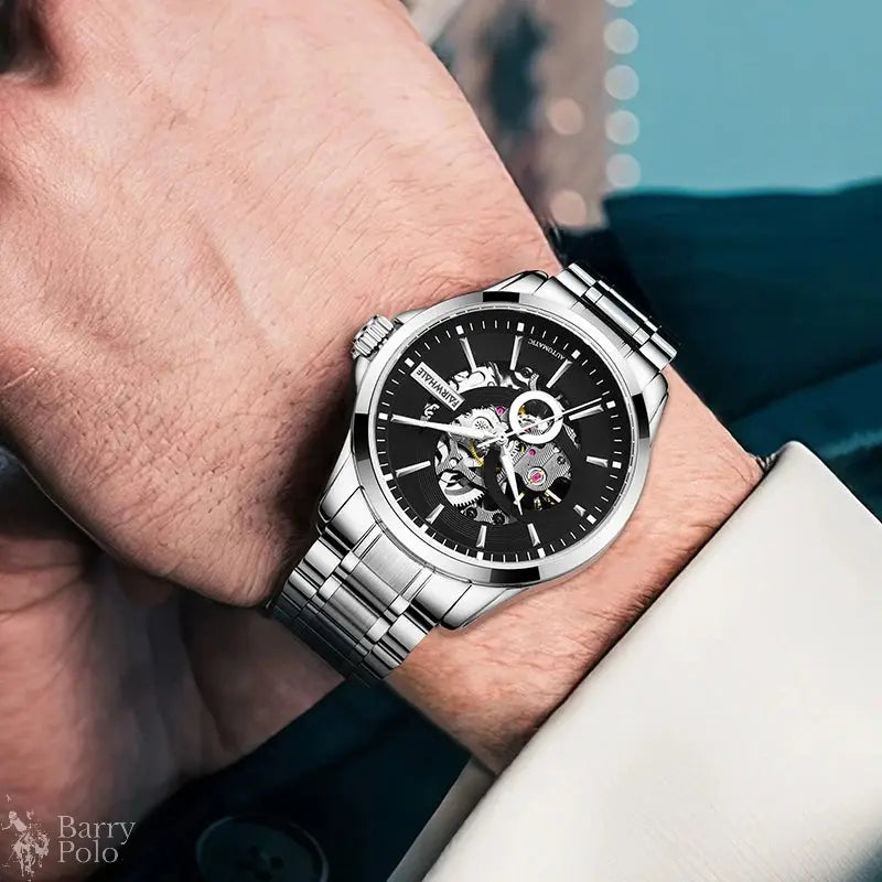 Mark Fairwhale 6140 Fashion Men's Watches Hollow Out Waterproof Stainless Steel Luminous Business Mechanical Watch For Men