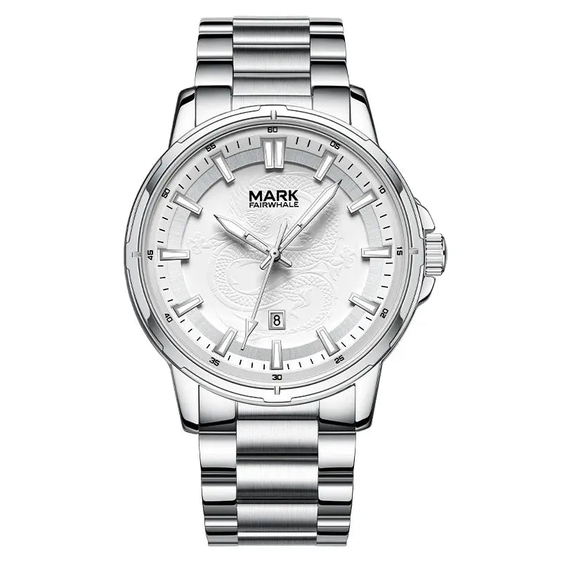 Mark Fairwhale Brand 5038 Mens Watches Stainless Steel Strap Casual Quartz Sports Wristwatch Luxury Waterproof Watches for Men