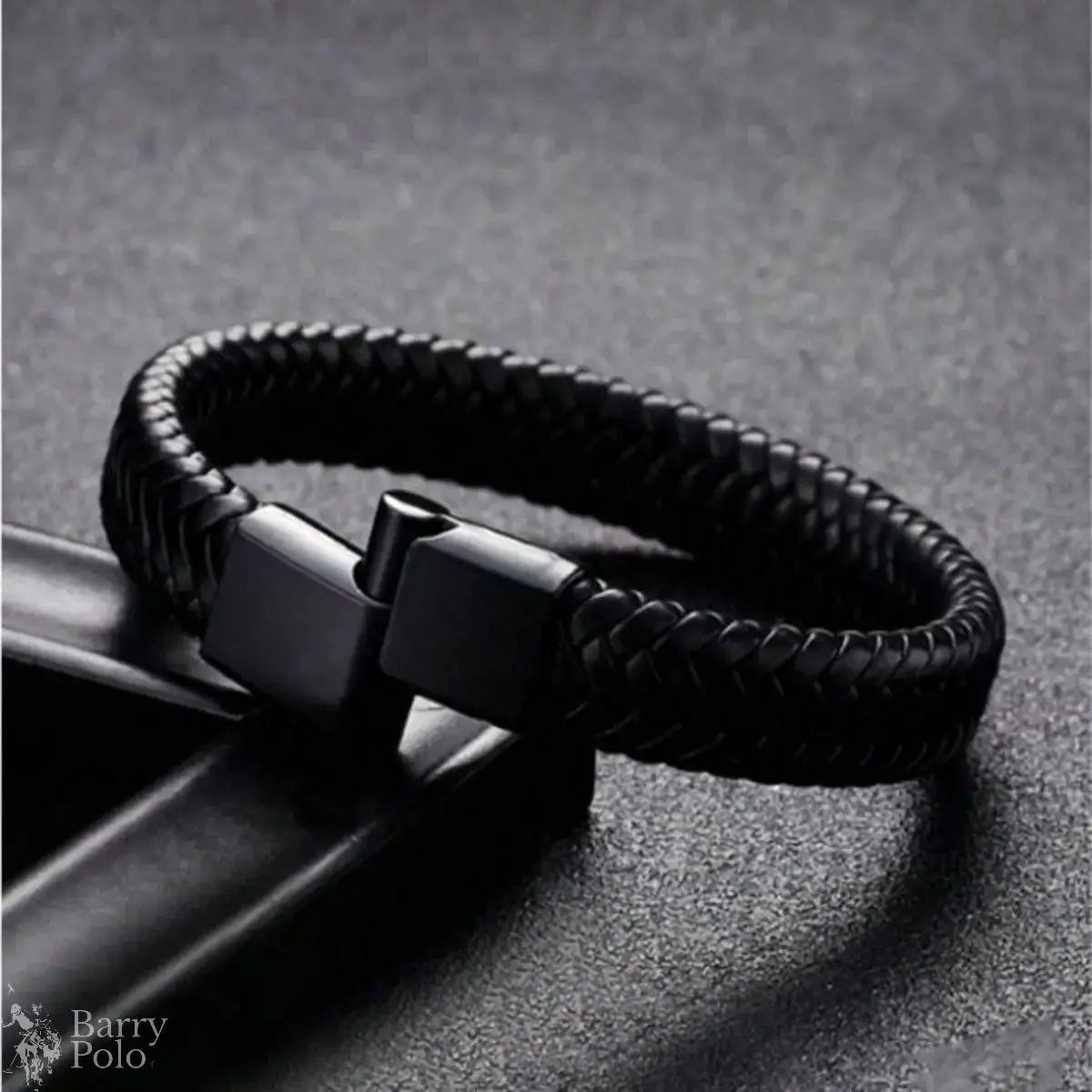 Barry Polo Retro Men’s Leather Open Bangle - Multi-Size Woven Hand Rope Gift Barry Polo