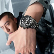 Mark Fairwhale 5880 Mens Watch Business Quartz Wristwatch Original Stainless Steel Chronograph Waterproof Watches for Men