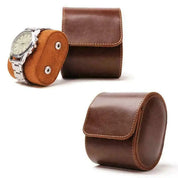 1 Grid Single Watch Box Vintage Pu Leather Slots Flexible Bracket Holder Mechinical Quartz Watch for Business Travel Storage Man