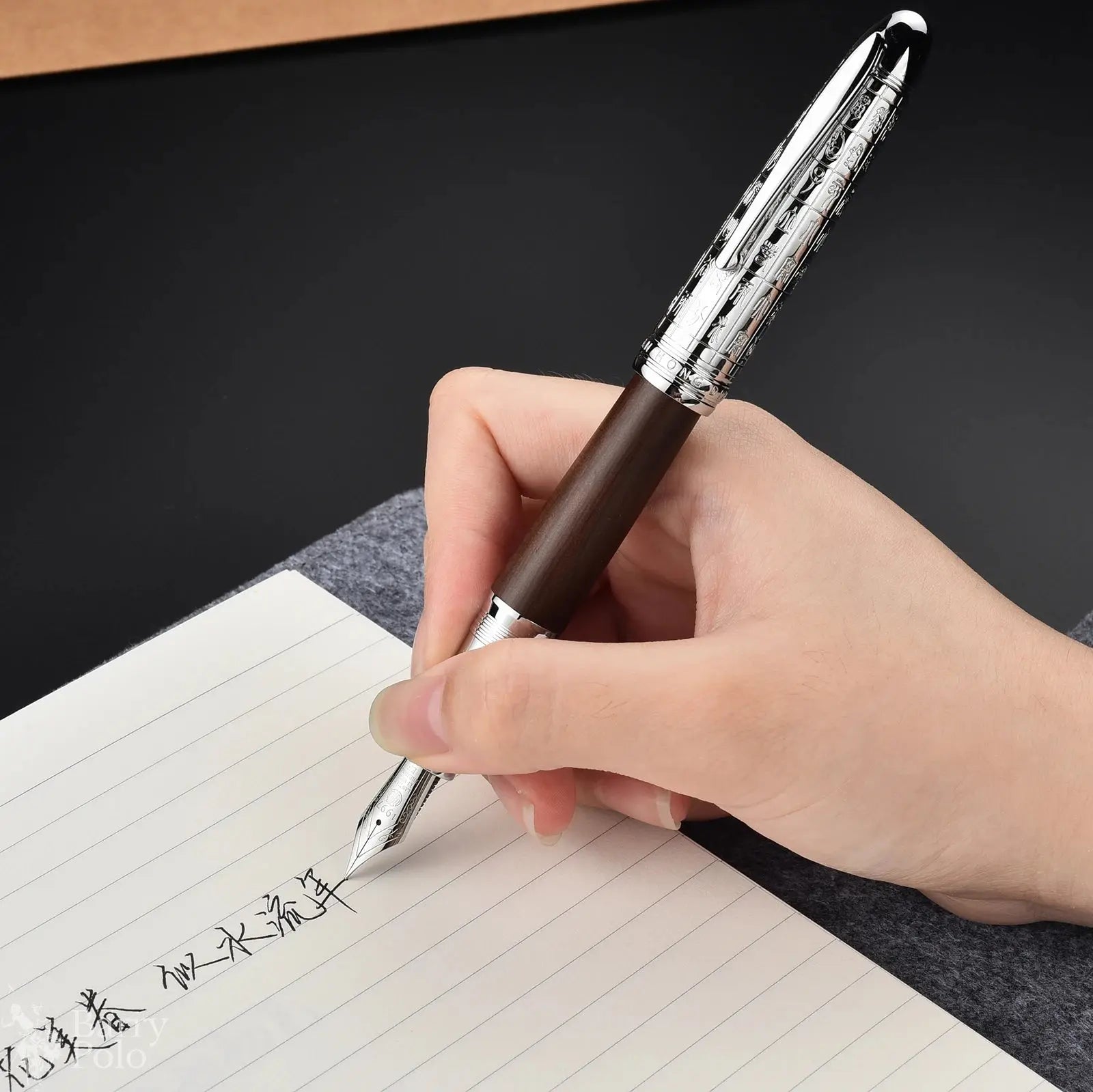 Retro Hongdian 6016 Natural Wood Fountain Pen Beautiful Oracle Cap EF/F Nib Brown Wooden Office Business Writing Ink Gift Pen