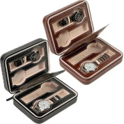 New Travel Dustproof Embedded Watch Box Zipper Portable PU Leather Storage Case Watch Display Box For Trips And Gift Storage Bag