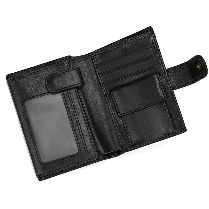 Newsbirds Vintage Leather Short Wallet For Men Male Short Purse With Clip Buton Bifold Wallet With Coin Purse Pocket