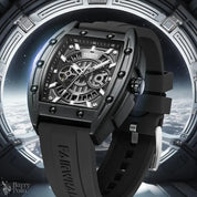 MARK FAIRWHALE New Tonneau Luxury Men Watch Automatic Movement Rubber Strap Date Waterproof Mechanical Watches for Man
