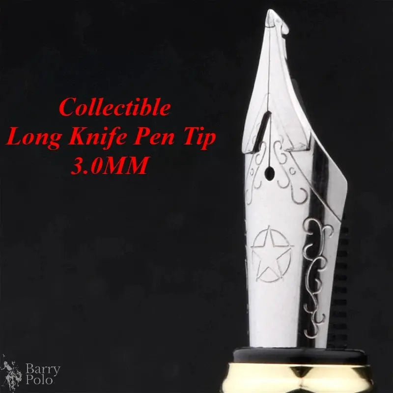 Luxury Long Knife Blade Tip Fountain Pen 3.0mm Nib Hand-polished Collectible  Pocket Design Portable Cute Pens Office Supplies