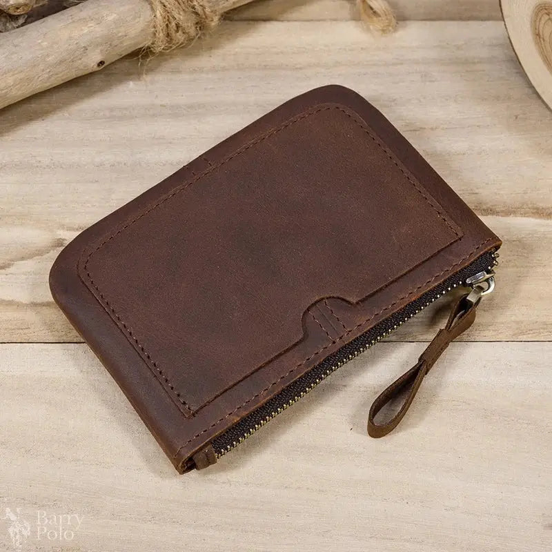 Little Coin Purse Genuine Leather Real Cowhide Men's Leather Short Wallet Mini Purse Men Women Key Wallet Card Zip With Key Ring