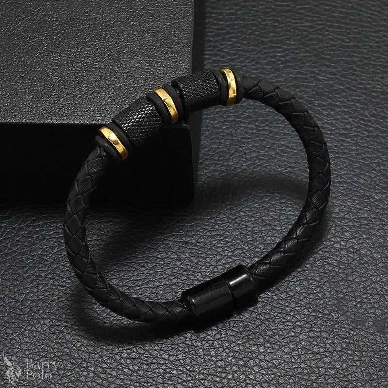 Barry Polo New Men’s Leather Romance Attract Magnetic Bracelet - Punk Gift Barry Polo