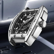 MARK FAIRWHALE New Tonneau Luxury Men Watch Automatic Movement Rubber Strap Date Waterproof Mechanical Watches for Man