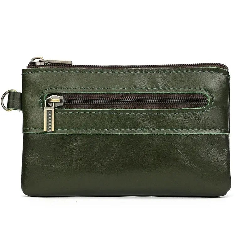 Little Coin Purse Genuine Leather Real Cowhide Men's Leather Short Wallet Mini Purse Men Women Key Wallet Card Zip With Key Ring