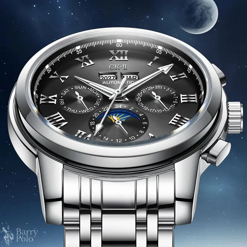 Mark Fairwhale Automatic Movement Watch Luxury Chronograph Moon Phase Calendar Waterproof Mechanical Watches for Men