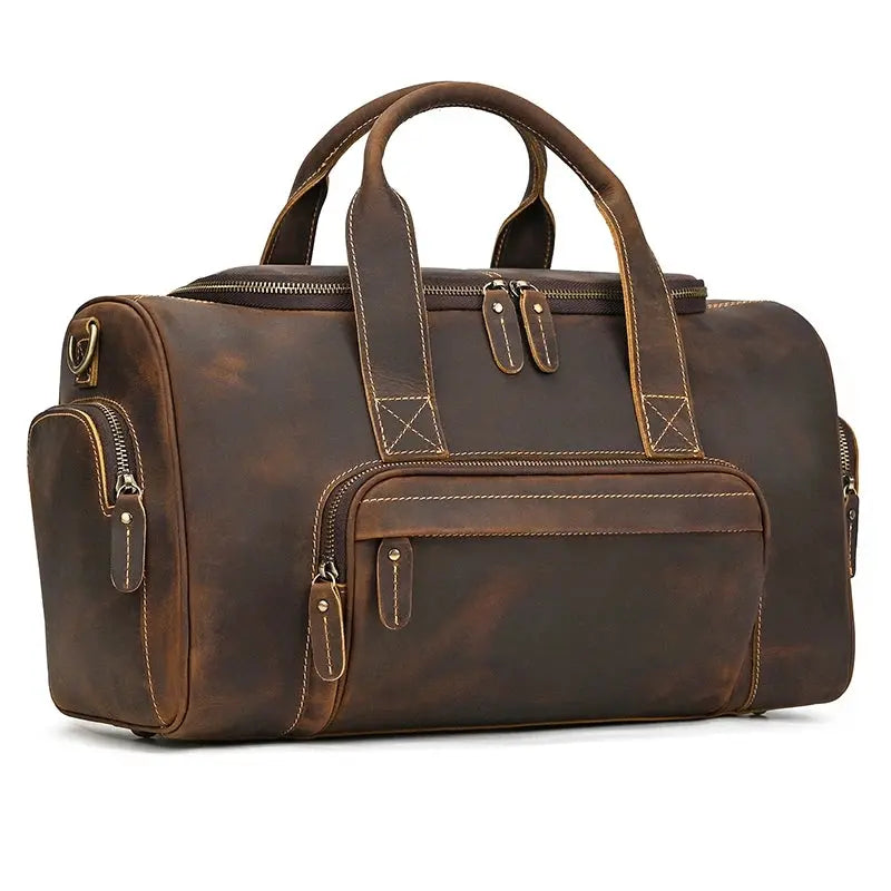 2024 New Fashion Brand Designer Business Trip Travel Bag For Man Outdoor Genuine Leather Duffle Bag Male Coffee Handbag Totes