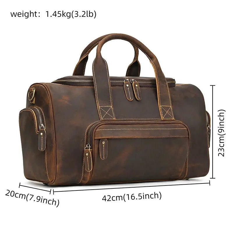 Barry Polo New Fashion Genuine Leather Men’s Travel Bag - Crazy Horse Crossbody Barry Polo
