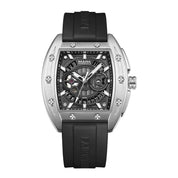 MARK FAIRWHALE New Tonneau Luxury Men Watch Automatic Movement Rubber Strap Date Waterproof Mechanical Watches for Man