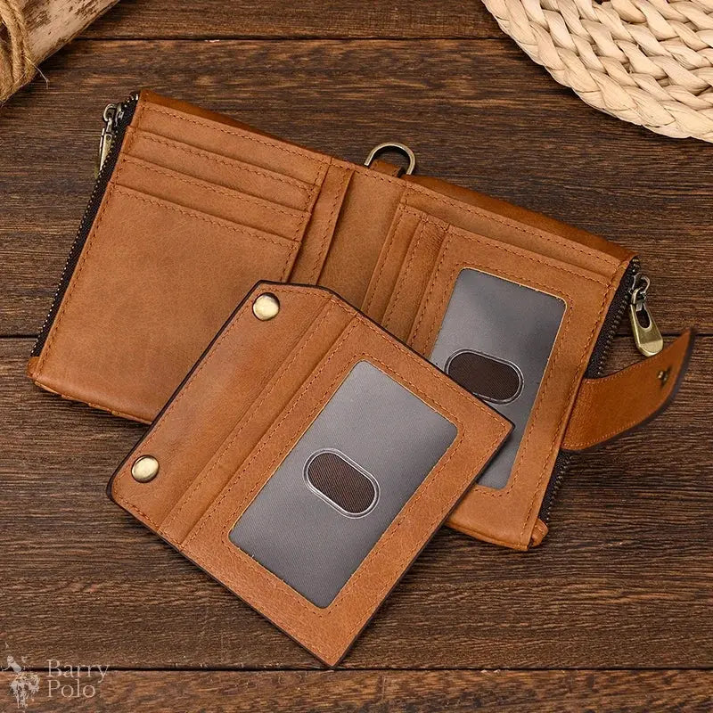 Newsbirds Vintage Leather Short Wallet For Men Male Short Purse With Clip Buton Bifold Wallet With Coin Purse Pocket