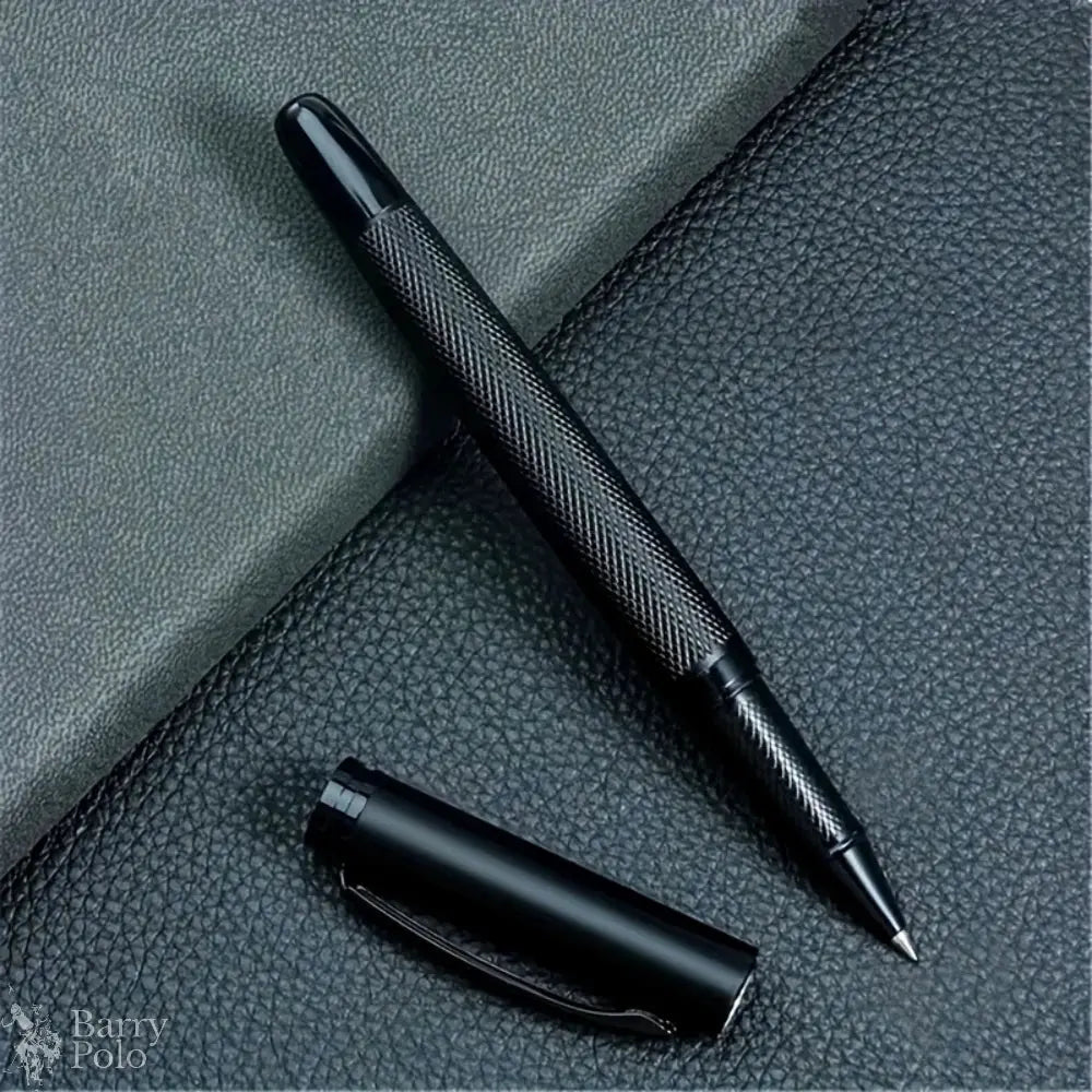  2 pcs Sleek Black Metal Gel Pen - Medium Point, Snap Cap, Ideal for Students & Business Gifts, Office Essentials-Black ink