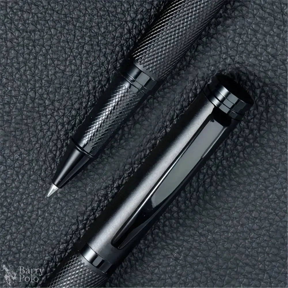  2 pcs Sleek Black Metal Gel Pen - Medium Point, Snap Cap, Ideal for Students & Business Gifts, Office Essentials-Black ink