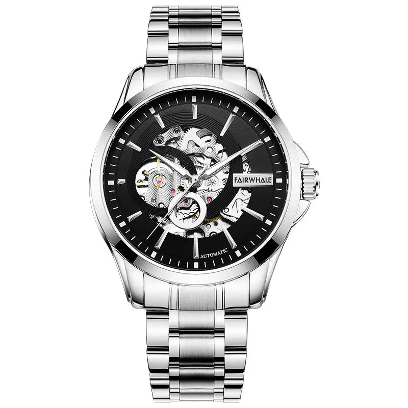 Mark Fairwhale 6140 Fashion Men's Watches Hollow Out Waterproof Stainless Steel Luminous Business Mechanical Watch For Men