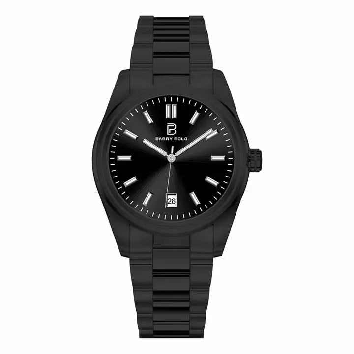 BARRY POLO Famous Stainless Steel Waterproof Luxury Custom Logo Black Men Quartz Watch in Wristwatch for Men