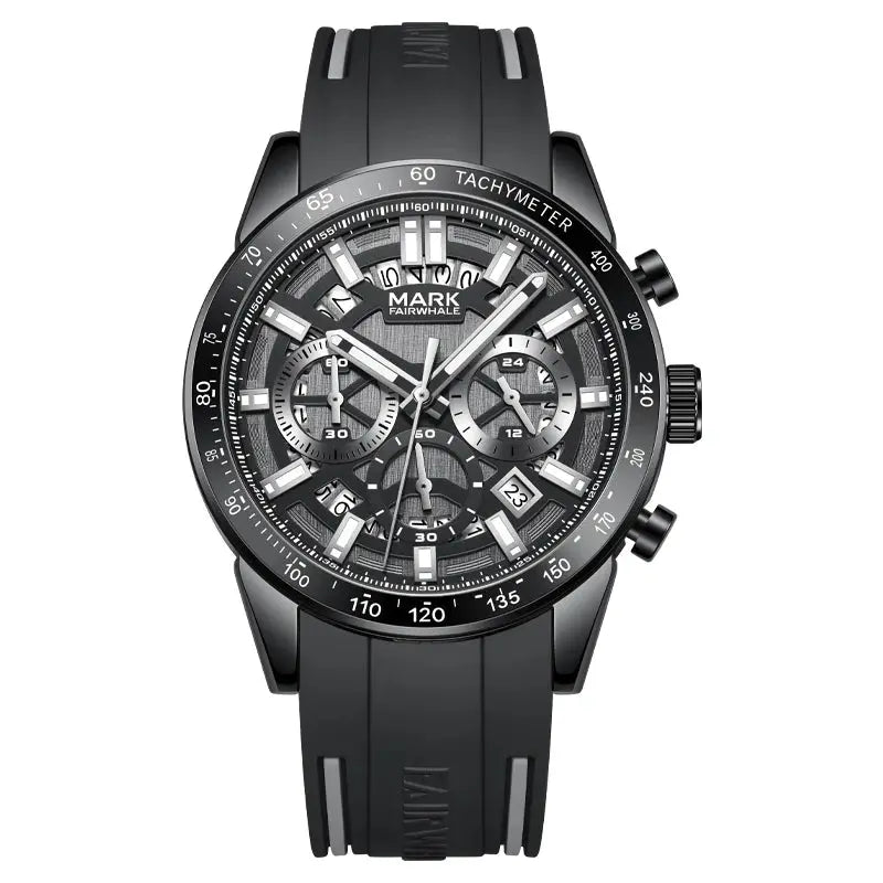 Mark Fairwhale 5880 Mens Watch Business Quartz Wristwatch Original Stainless Steel Chronograph Waterproof Watches for Men