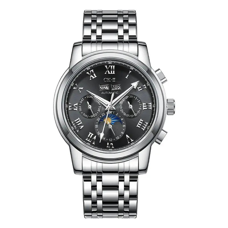 Mark Fairwhale Automatic Movement Watch Luxury Chronograph Moon Phase Calendar Waterproof Mechanical Watches for Men