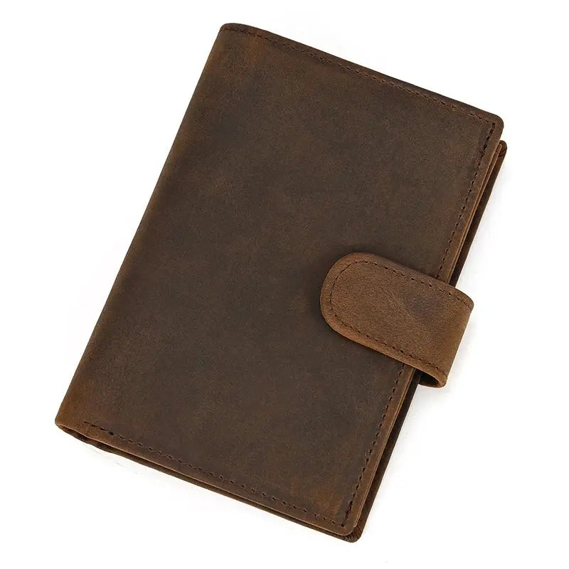 Newsbirds Vintage Leather Short Wallet For Men Male Short Purse With Clip Buton Bifold Wallet With Coin Purse Pocket