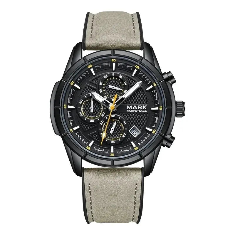 MARK FAIRWHALE Watches for Man 5024 Trend Brown High End Quartz Wristwatches MultiFunctional Date Luminous Waterproof Men Watch
