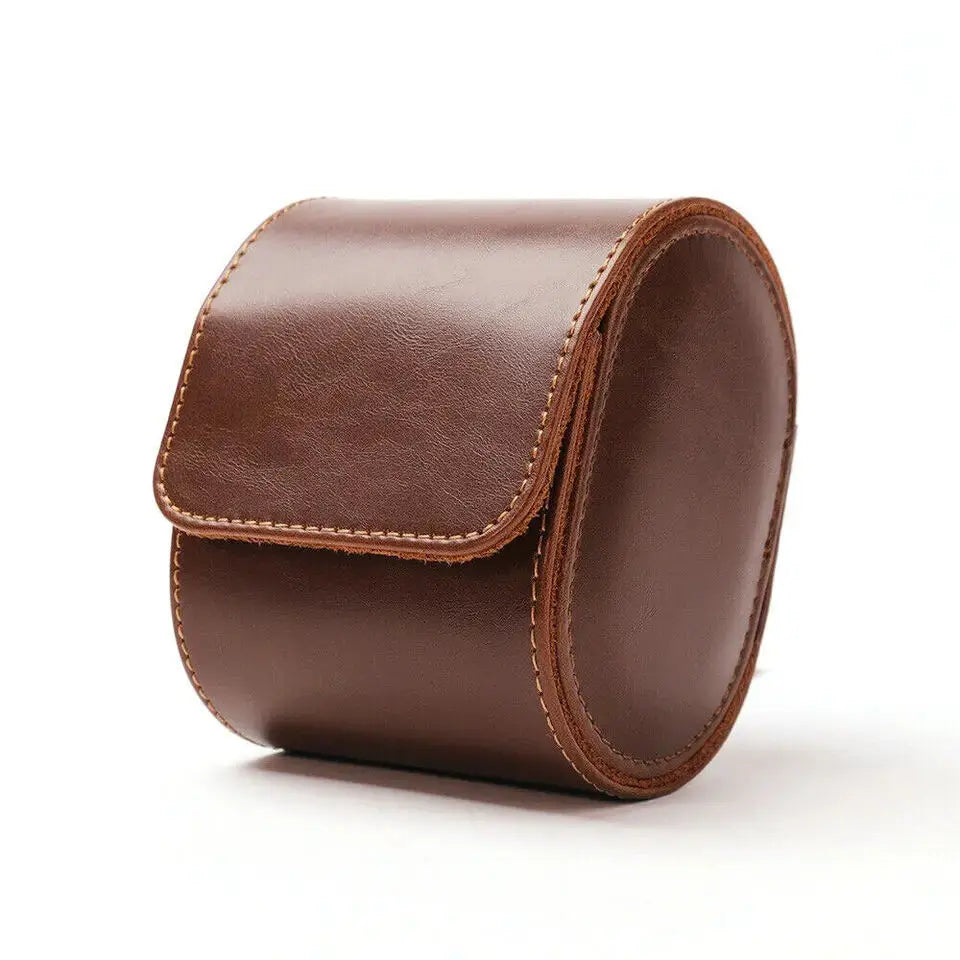 1 Grid Single Watch Box Vintage Pu Leather Slots Flexible Bracket Holder Mechinical Quartz Watch for Business Travel Storage Man