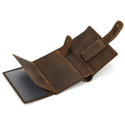 Newsbirds Vintage Leather Short Wallet For Men Male Short Purse With Clip Buton Bifold Wallet With Coin Purse Pocket