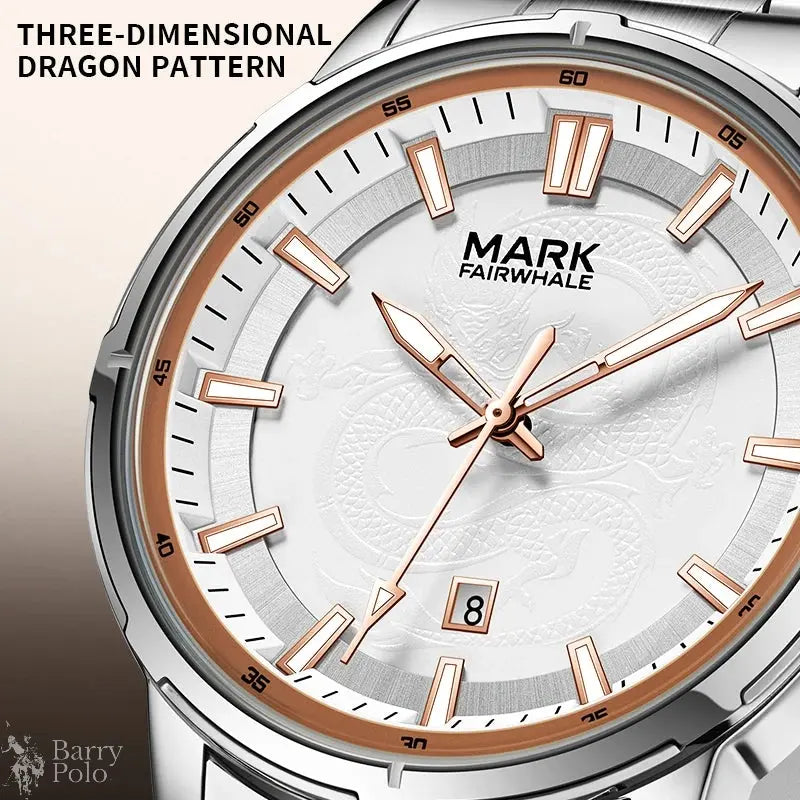 Mark Fairwhale 5038 Men's Luxury Quartz Sport Watch - Stainless Steel, Waterproof, Casual Elegance Barry Polo