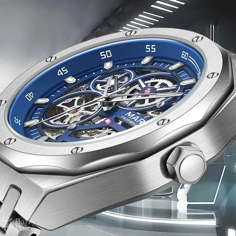Mark Fairwhale Watches for Men Fashion Top Brand Luxury Mechanical Watch Waterproof Stainless Steel Mens Watch