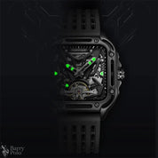 Mark Fairwhale 6530 Fashion Automatic Movement Skeleton Square Dial Sports Waterproof Mechanical Watches for Men with Box