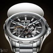 MARK FAIRWHALE 6950 Male Clock Automatic Movement Luminous Waterproof Stainless Steel Business Mechanical Watches for Man