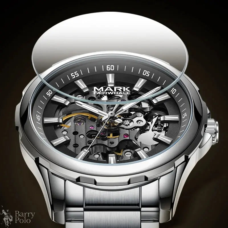MARK FAIRWHALE 6950 Male Clock Automatic Movement Luminous Waterproof Stainless Steel Business Mechanical Watches for Man