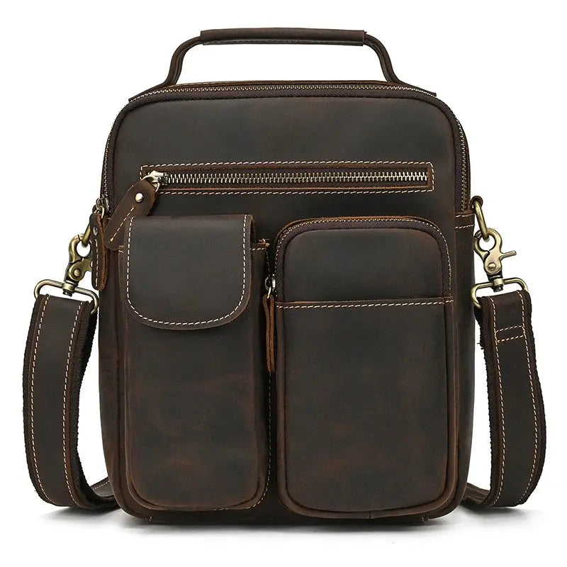 Newsbirds Leather Shoulder Bag Vintage Style Crossbody Bag Books School Bag Of Men Male Daily Messenger Bag Crazy Horse Skin