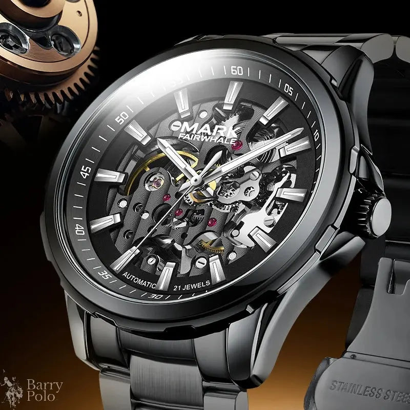 MARK FAIRWHALE 6950 Male Clock Automatic Movement Luminous Waterproof Stainless Steel Business Mechanical Watches for Man