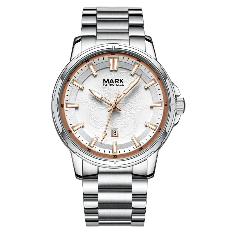 Mark Fairwhale Brand 5038 Mens Watches Stainless Steel Strap Casual Quartz Sports Wristwatch Luxury Waterproof Watches for Men