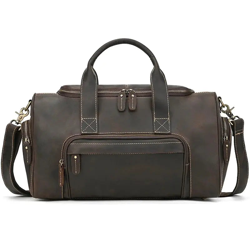 2024 New Fashion Brand Designer Business Trip Travel Bag For Man Outdoor Genuine Leather Duffle Bag Male Coffee Handbag Totes